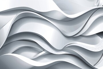 Obraz premium Elegant abstract design with layered flowing white and gray shapes creating a textured, wavy effect
