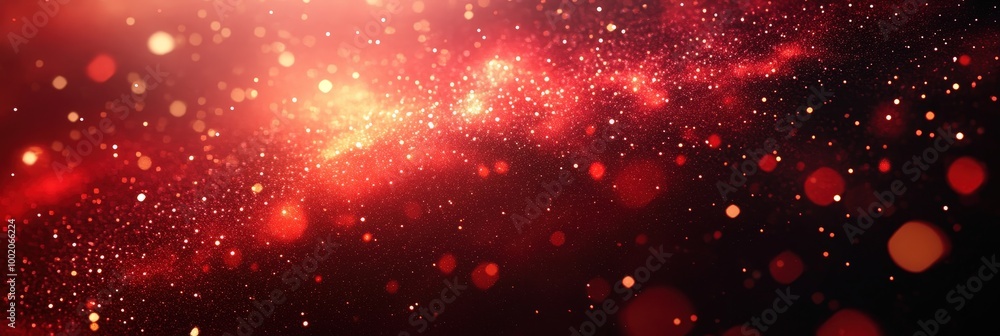 Poster red dust particles floating in space background