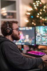 Friends setting up a gaming night with multiple screens. They are excited and ready to play