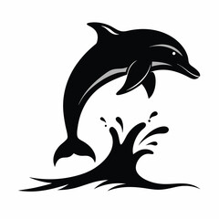 Dolphin vector icon set in black color.