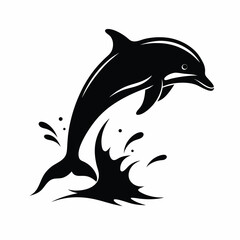Fototapeta premium Dolphin vector icon set in black color.