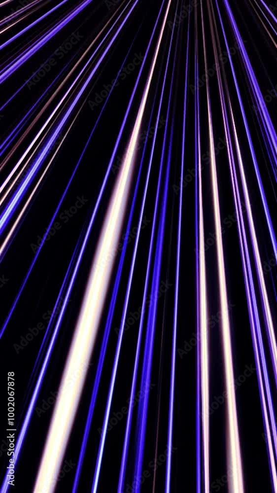 Poster abstract glowing straight parallel lines blinking on black background, seamless loop. animation. col