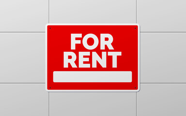 for rent sign on the wall mock up vector illustration
