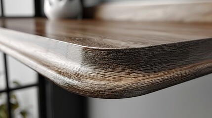 Close-up of Wooden Shelf with Natural Grain