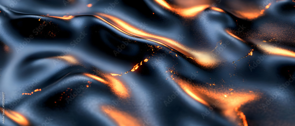 Poster abstract close-up of dark waves with warm highlights creating a dynamic and artistic effect.