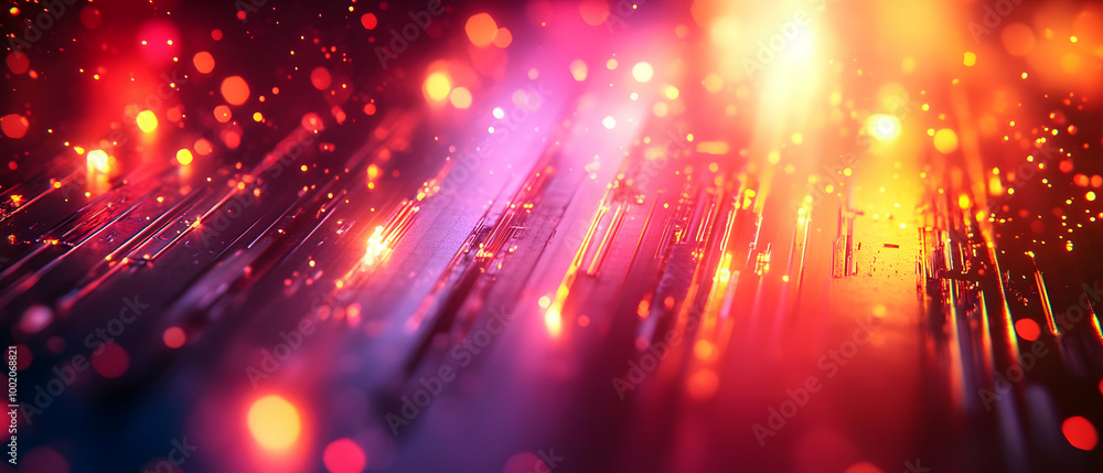 Poster abstract colorful background with vibrant lights and blurred patterns, creating a dynamic effect for