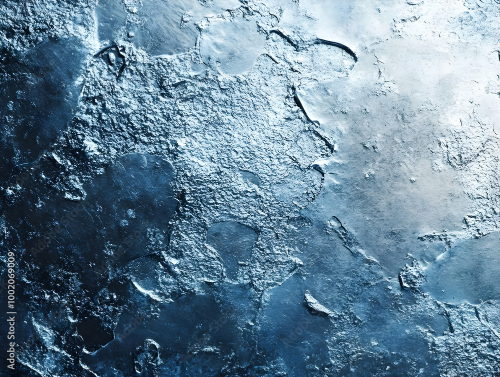 Poster abstract textured surface with a cool blue tone, showcasing unique patterns and details in a captiva