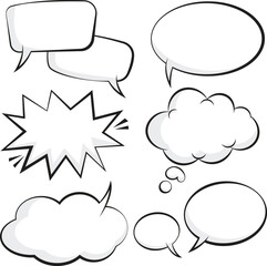 Comic speech bubbles with halftone set