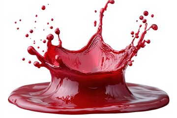 Vibrant Red Liquid Splash on White Background