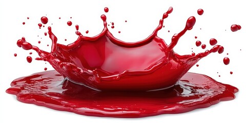 Vibrant Red Liquid Splash on White Background