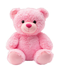 Obraz premium pink stuffed fluffy teddy bear isolated on white transparent background