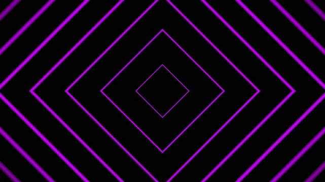 Neon pink gradient concentric squares on a black background. Abstract geometric design suitable for backgrounds, technology themes, or science concepts.
