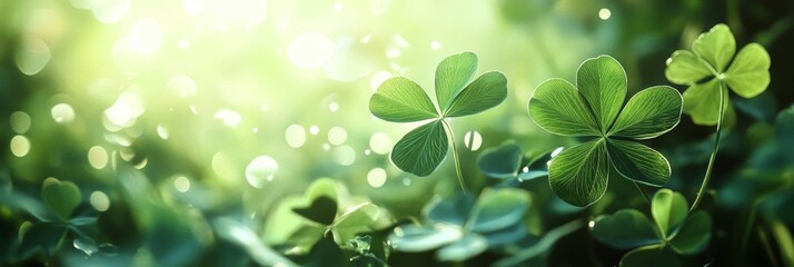 Design a banner featuring a clover frame with generous space for custom text and graphics