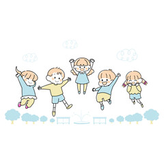 楽しくジャンプしている子どもたち