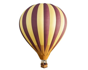 Fototapeta premium A colorful hot air balloon with maroon and yellow stripes, ready for flight.