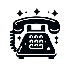 Old Phone Icon Isolated in White Background. Telephone Logo Symbol Vector Design for Graphic Resources