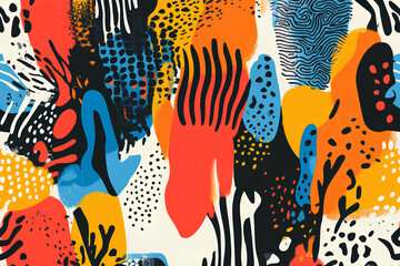 Modern colorful abstract patterns. Hand drawn trendy illustrations. Creative collage seamless pattern