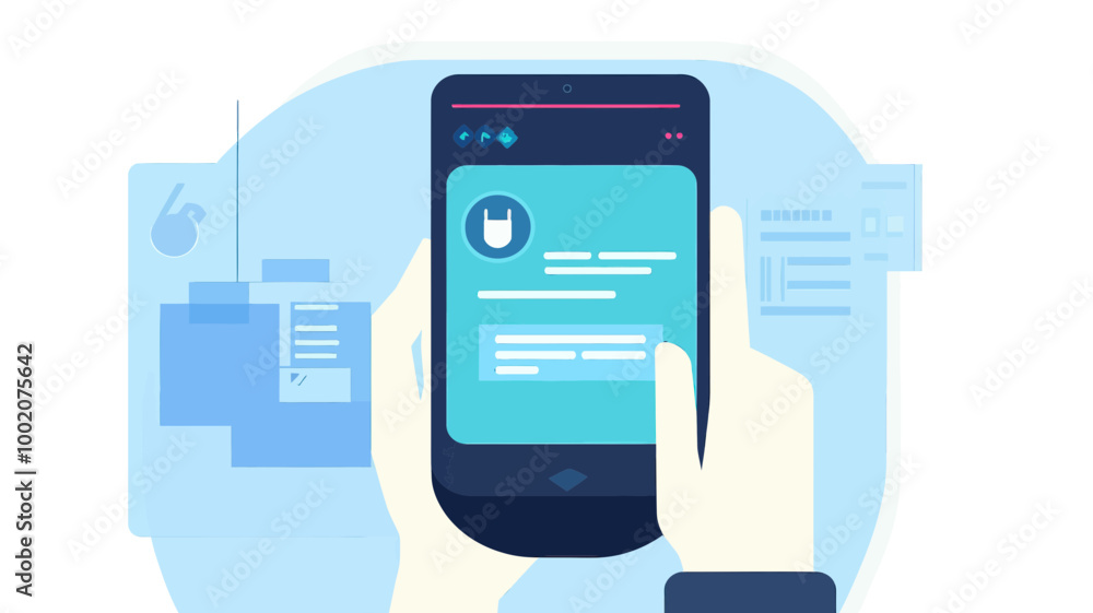 Aufkleber modern smartphone interface with intelligent personal assistant app for productivity and information