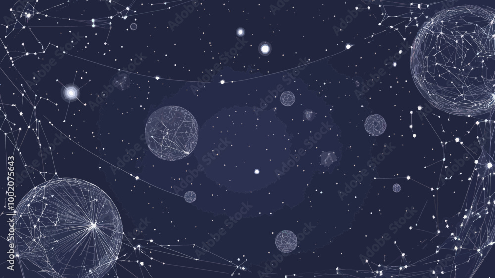 Poster abstract astronaut in starry space with planets and universe vector wireframe concept for minimalist