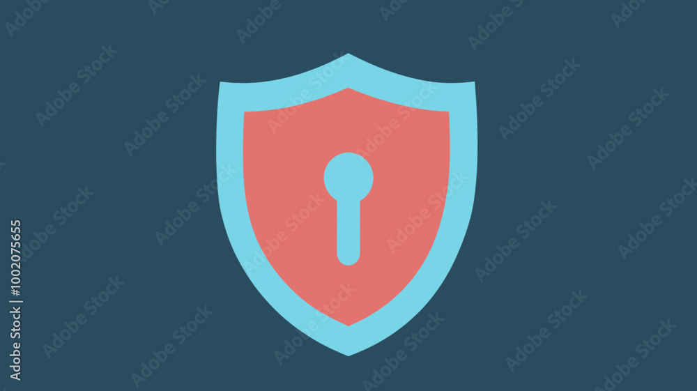 Poster shield vector icon representing cybersecurity protection and data security with keyhole symbol