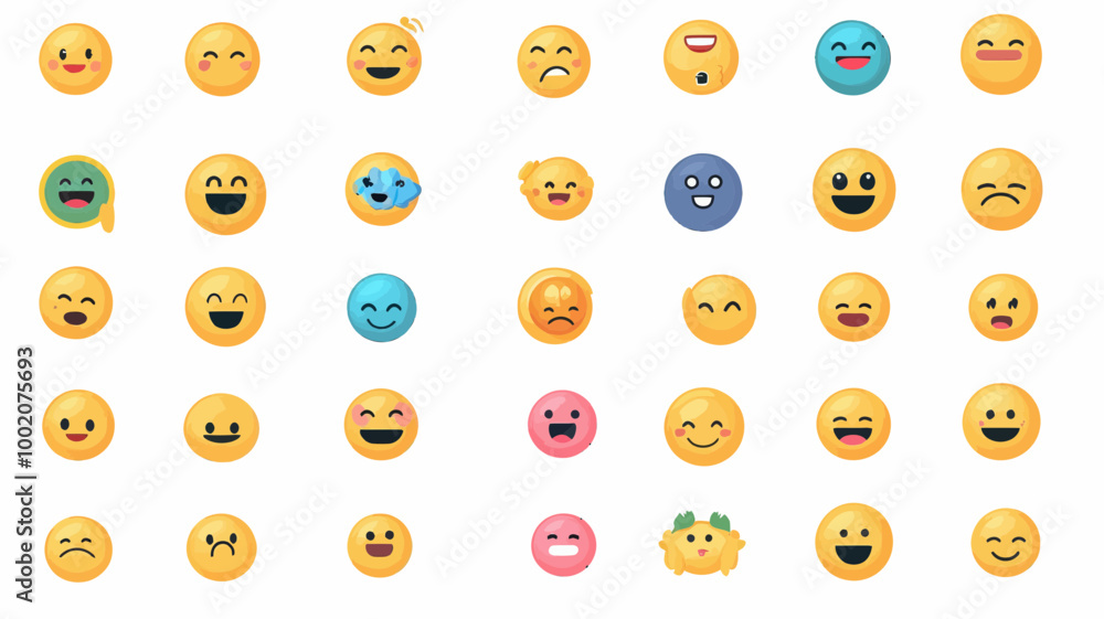 Aufkleber colorful vector emoticons collection displaying various facial expressions for digital communication