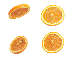 Fototapeta premium A collection of orange slices displayed in various orientations.