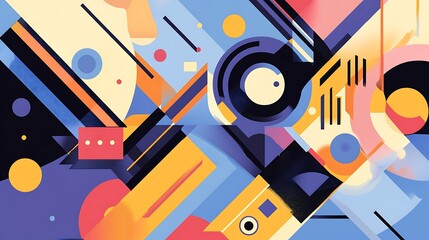 Obraz premium Abstract geometric background with bright colors and shapes.
