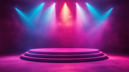 Illuminated Stage Podium with Colorful Lighting Effects