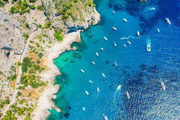  Via Krupp road in Capri island coastline, Tyrrhenian sea, Italy