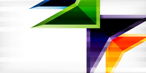 Arrows with 3d effect abstract background. Triangles on light grey backdrop