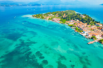 Rocca Scaligera Castle in Sirmione Lake Garda, Italy. Lago di garda