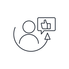 Customer service. Feedback from a satisfied client, buyer. Vector linear icon isolated on white background.