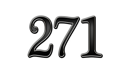 black metal 3d design of number 271 on white background.