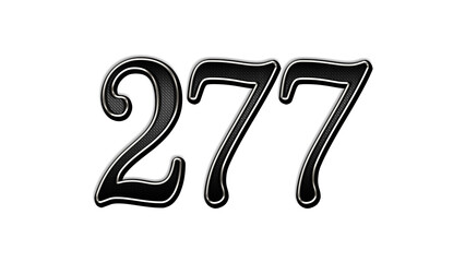 black metal 3d design of number 277 on white background.