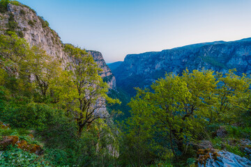 Vikos Gorge from the Oxya Viewpoint in the  national park  in Vikos-Aoos in zagori, northern Greece. Nature landscape