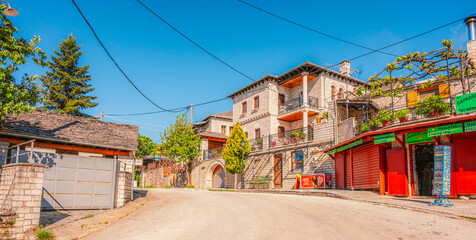 Traditionally houses in the mountains village of Monodendri, Zagori, Greece, near vikos george
