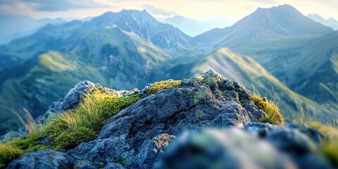 Obraz premium Miniature Mountain Landscape with Tilt-Shift Effect