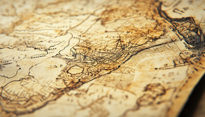  Antique maps of old cities or unexplored territories, with faded colors and intricate details, giving a historic and adventurous vibe.