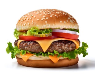 Classic Cheeseburger on a White Background