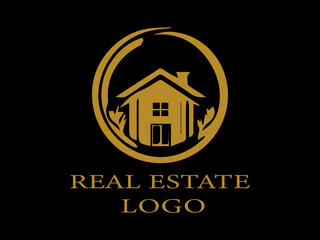 Black Gold Real Estate Vector Logo, Luxury Logo Design for Property, Visual Identity for Property Business