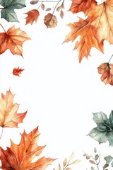 Autumn leaves in vibrant hues framing a blank space, welcoming the beauty of the fall season