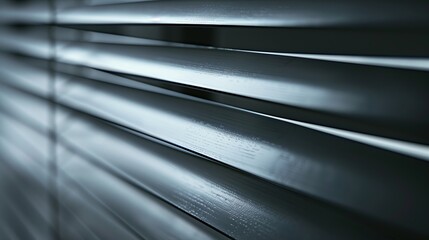 Obraz premium A futuristic render showcasing a diagonal arrangement of metallic gold and black shapes against a textured dark background. 