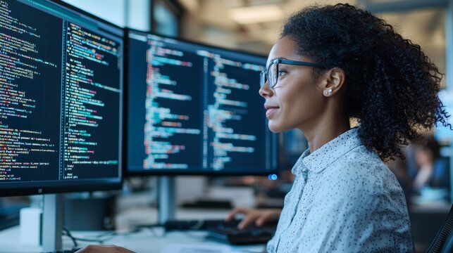Innovative Cybersecurity Team at Work in a Futuristic Office Surrounded by Digital Security Protocols