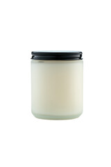 White glass jar isolated on white background