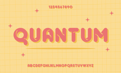 Quantum, A Round Playful Alphabet Vector Font. Digital Typography Typeface