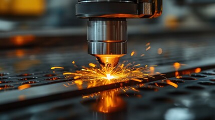 Metal Cutting Machine with Sparks