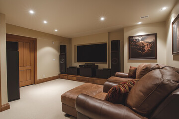 Fototapeta premium Imposing Tower Speakers Deliver Exceptional Sound Quality in a High-End Audio System