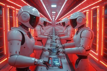 Robots Working in a Futuristic Data Center