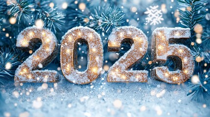 2025 in large numbers on a christmas style banner background