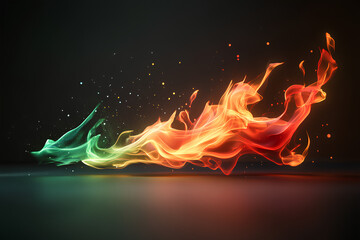 Fototapeta premium Mystical green and red Fire Flames 3d icon